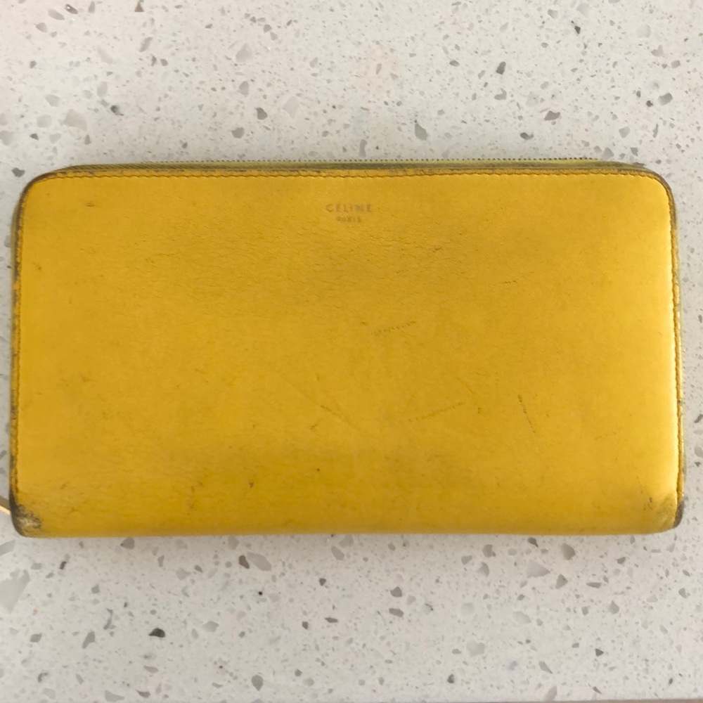 Celine yellow leather wallet